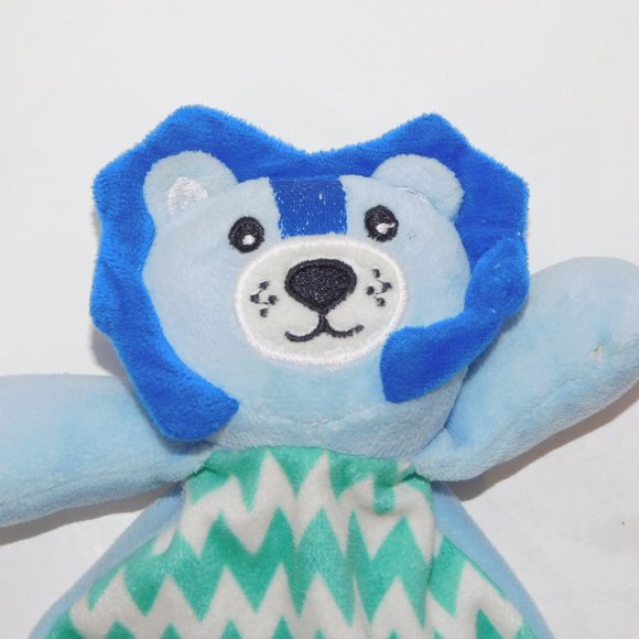 Baby Mode Blue Teal Crinkle Lion Security Blanket Lovey nunu Soother - Picture 2 of 4